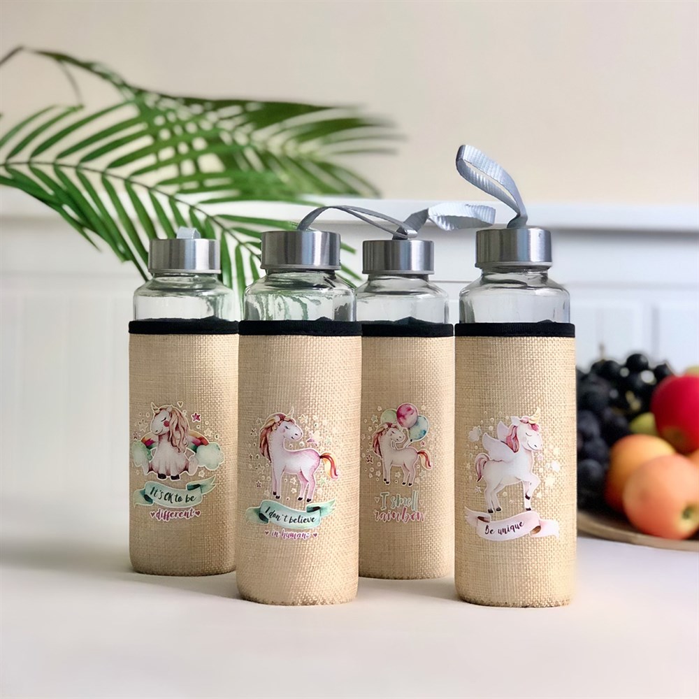 Unicorn Kılıflı 400 Ml Cam Matara