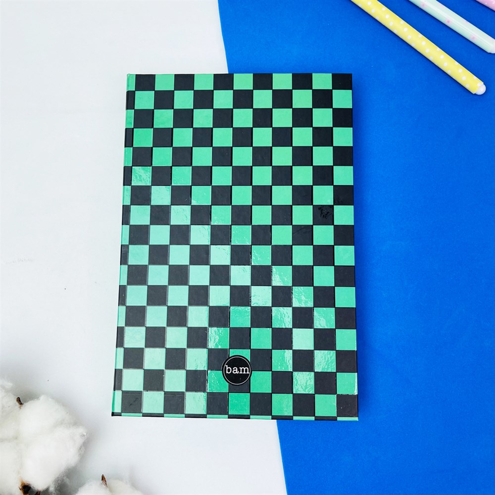 Yeşil Dama Tasarımlı Lastikli Defter