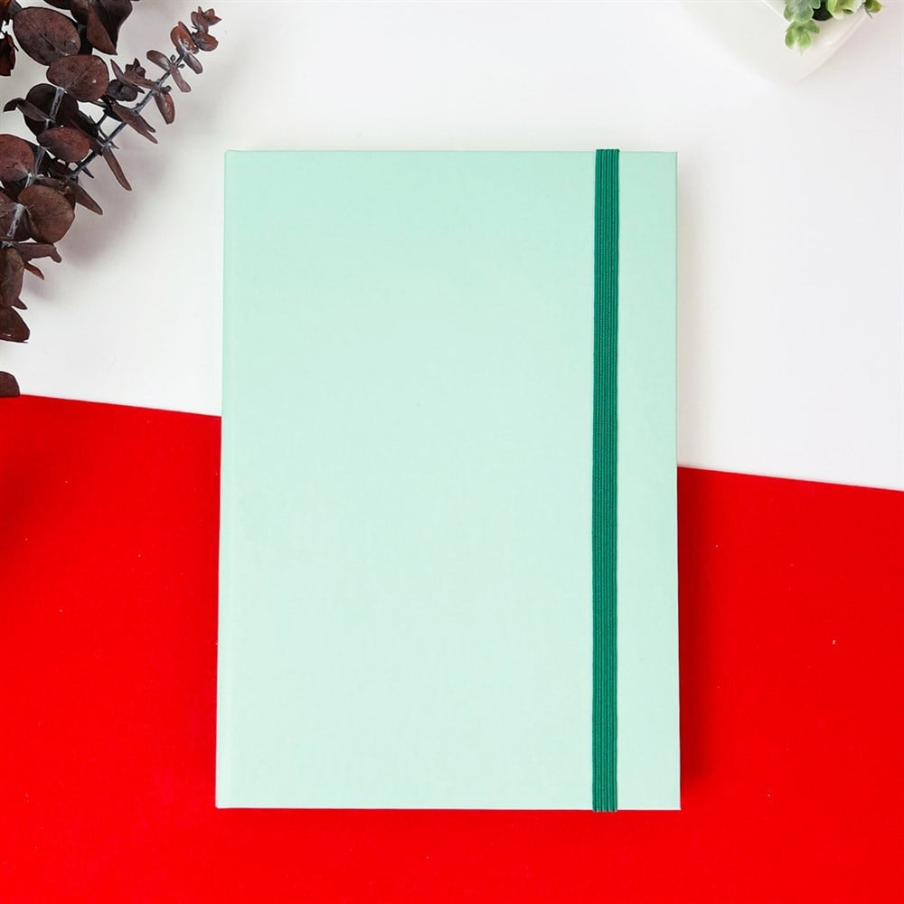 Yeşil Renk Lastikli Defter