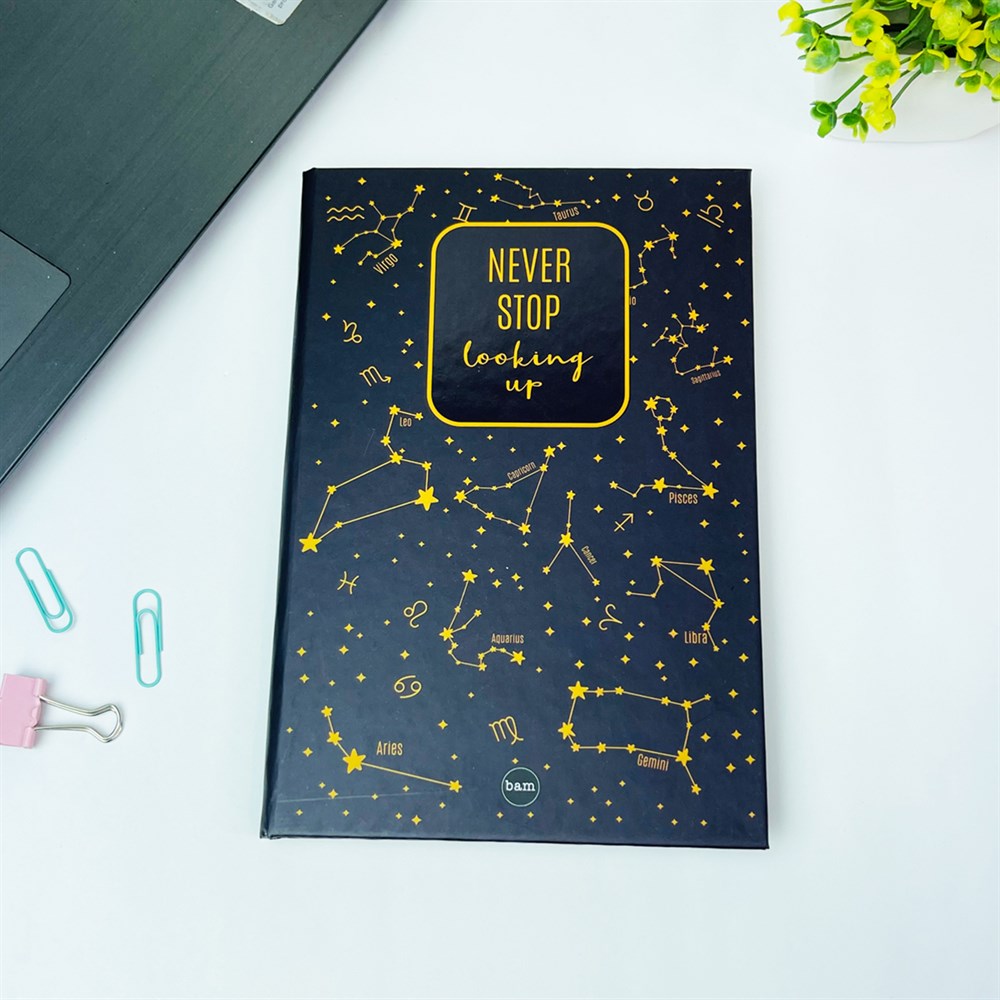 Yıldız Haritası Tasarımlı Lastikli Defter