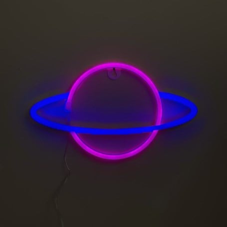 Satürn Neon Işıklı Duvar Lambası
