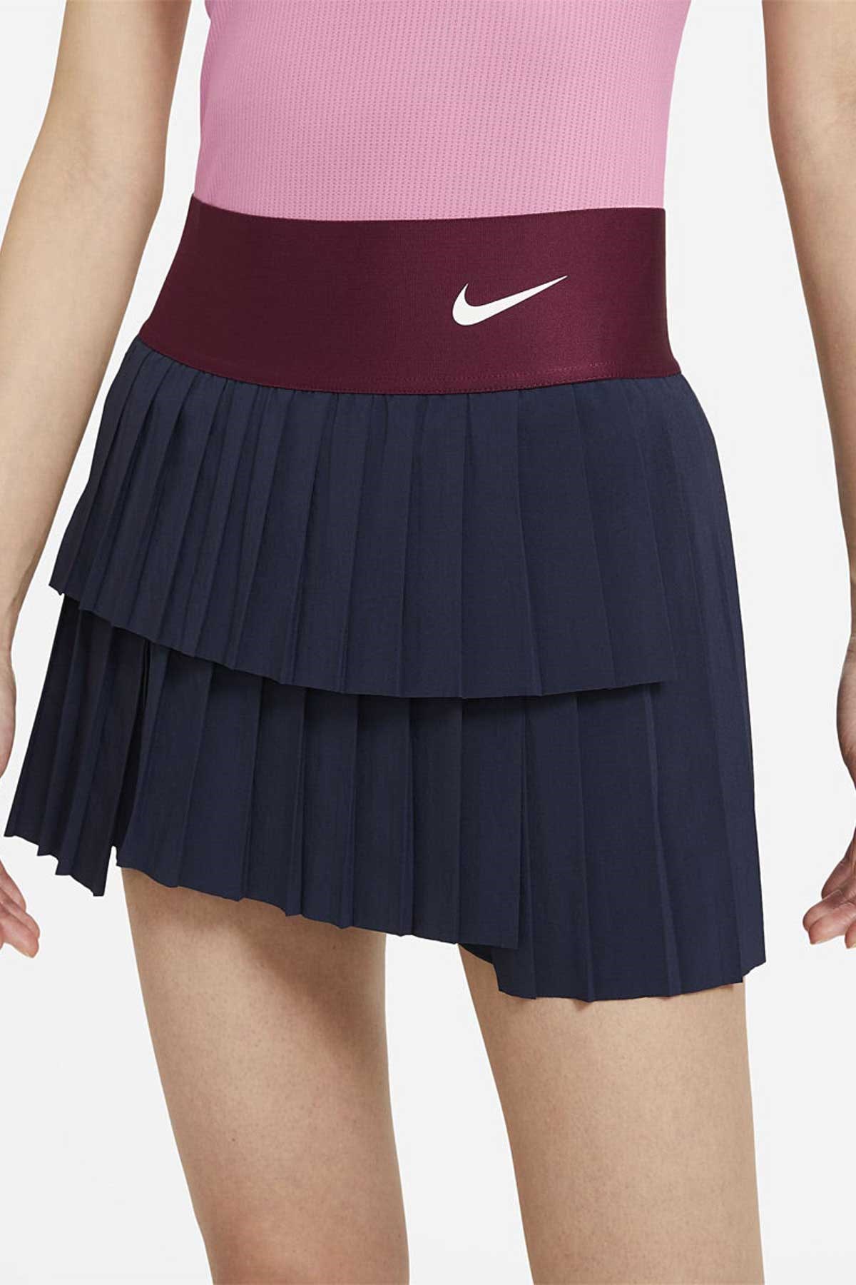 Nike Women NKCT DF Advantage Lacivert Pileli Tenis Eteği