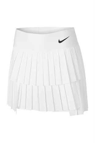 Nike Women NKCT DF Advantage Beyaz Pileli Tenis Eteği