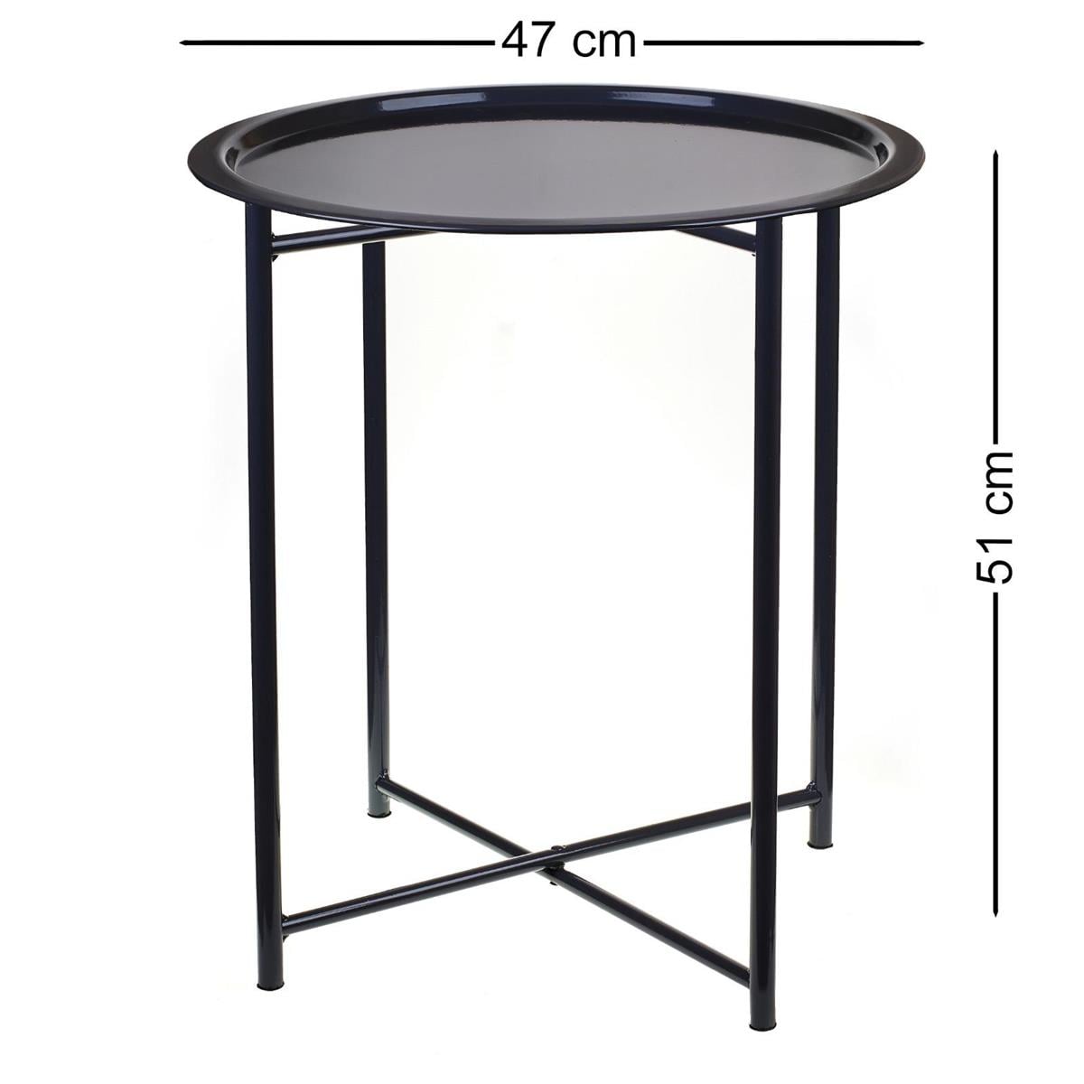 Katlanır Metal Tepsli Yuvarlak Sehpa