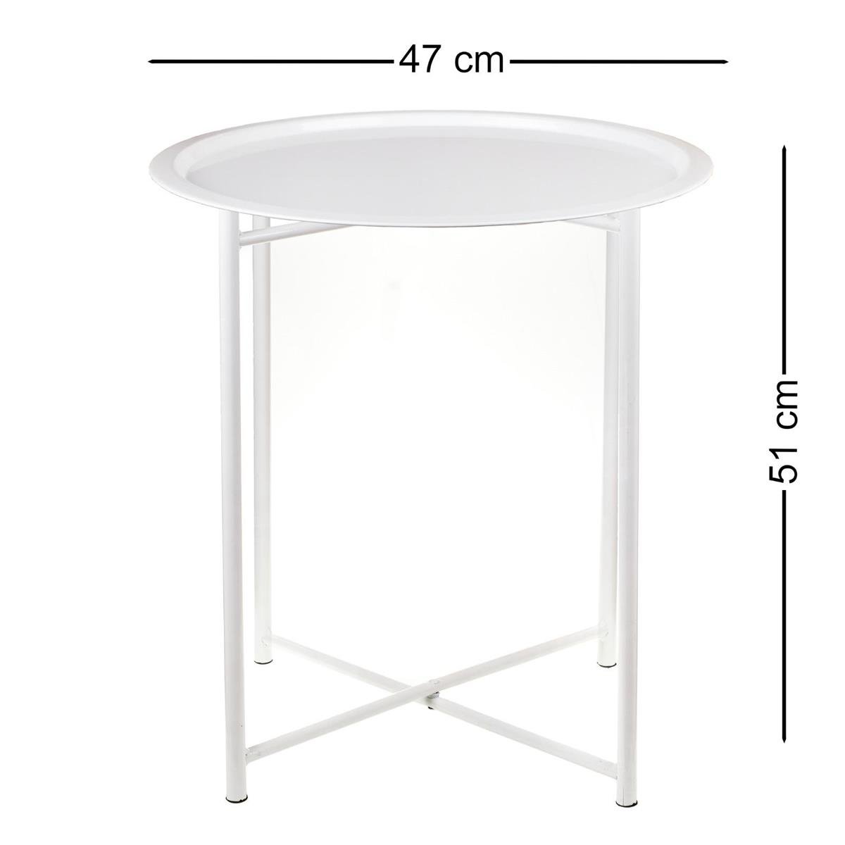 Katlanır Metal Tepsli Yuvarlak Sehpa