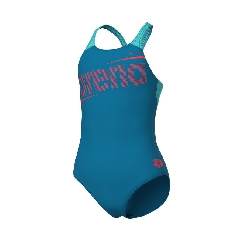 Arena G Bold Swimsuit V Back Mavi Kız Çocuk Yüzücü Mayosu 011755680