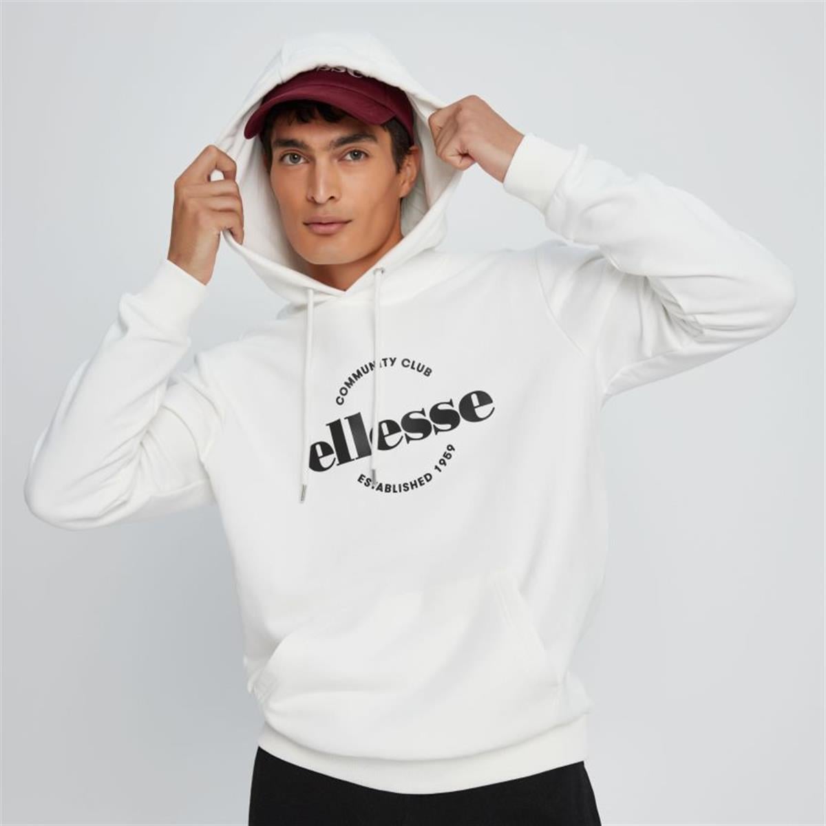 Ellesse Erkek Kapüşonlu Sweatshirt Beyaz EM050-BG