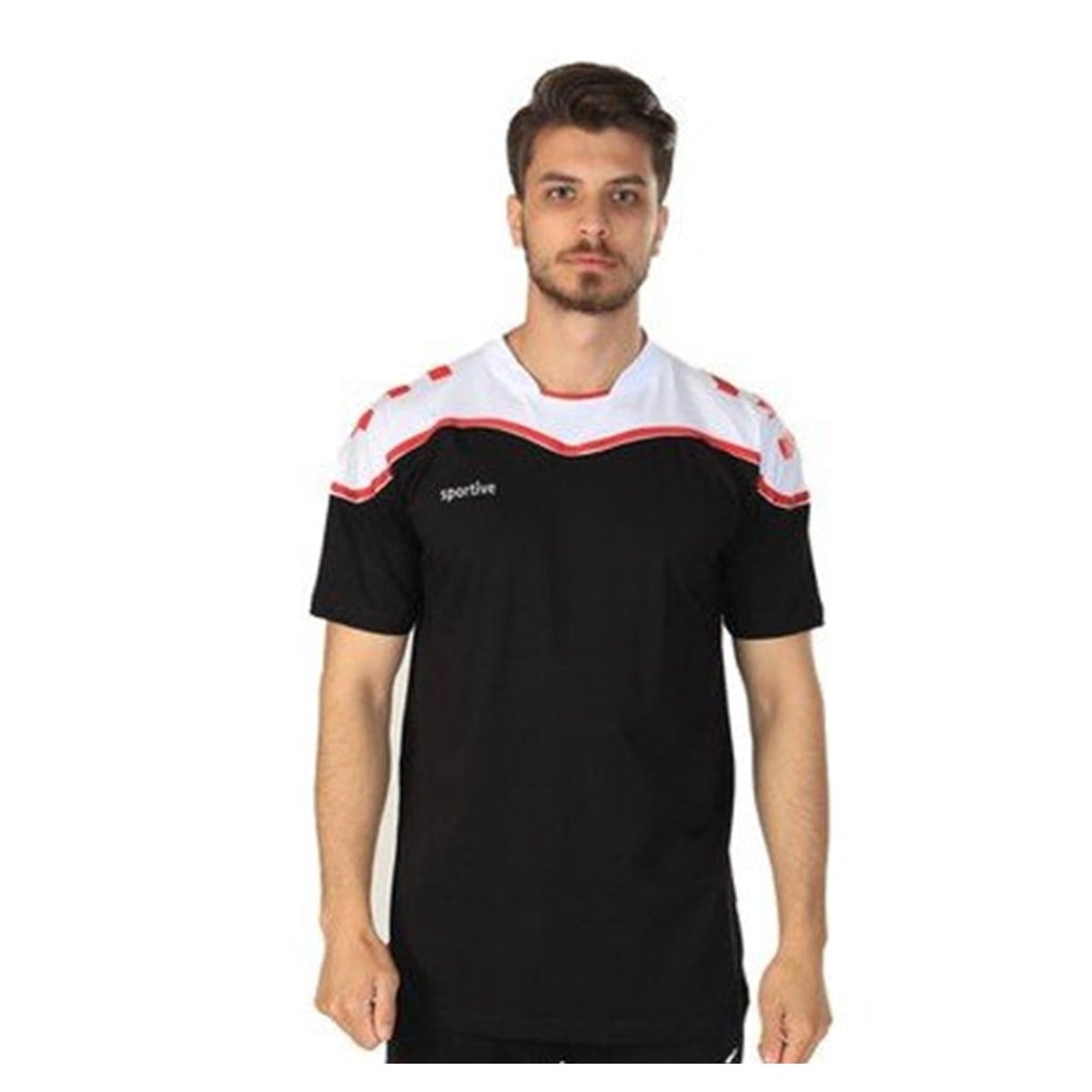 Sportive New Line Siyah Kısa Kollu Tişort
