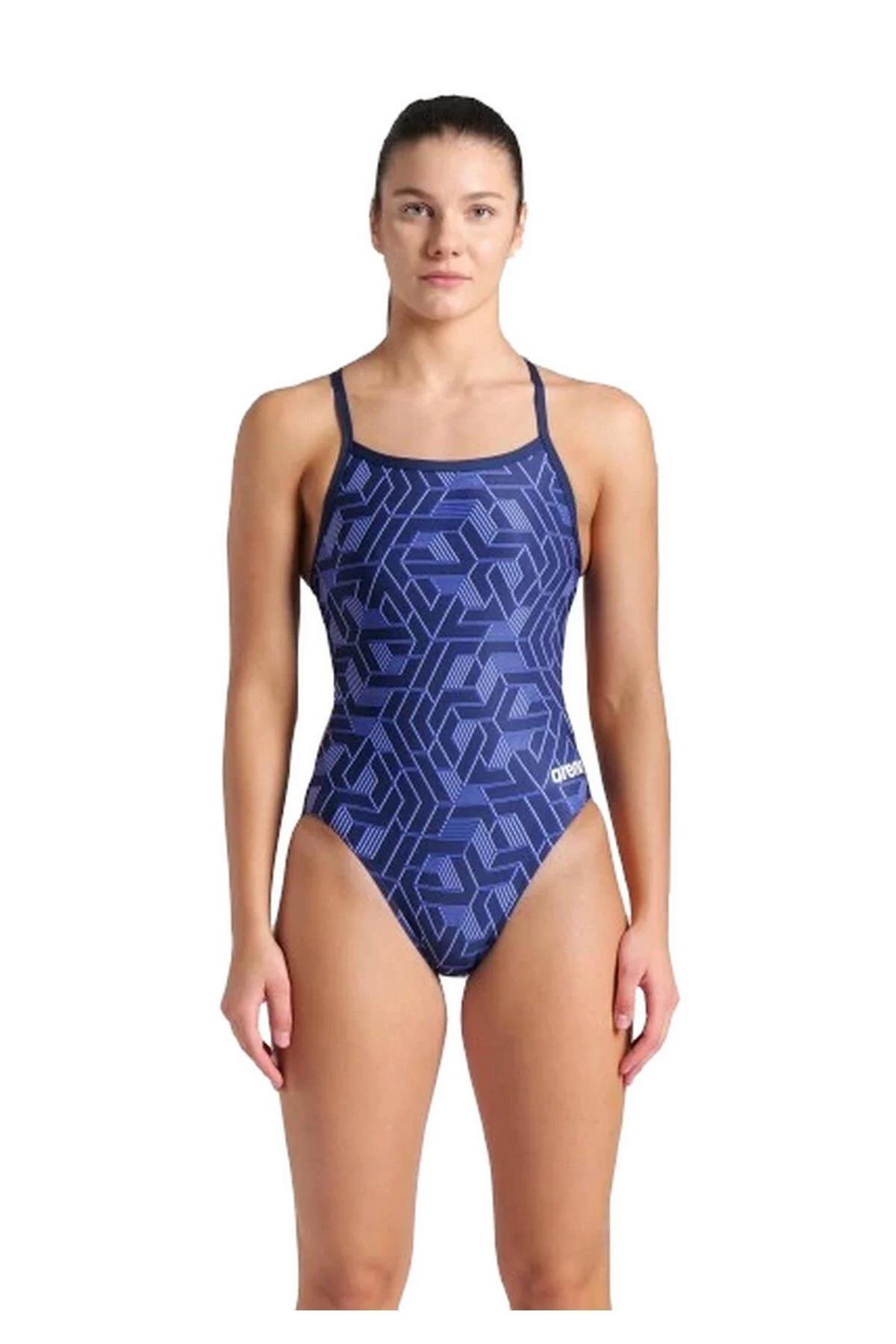 Arena Women's Escape Swimsuit Challenge Back Bayan Yüzücü Mayo Lacivert 007739700