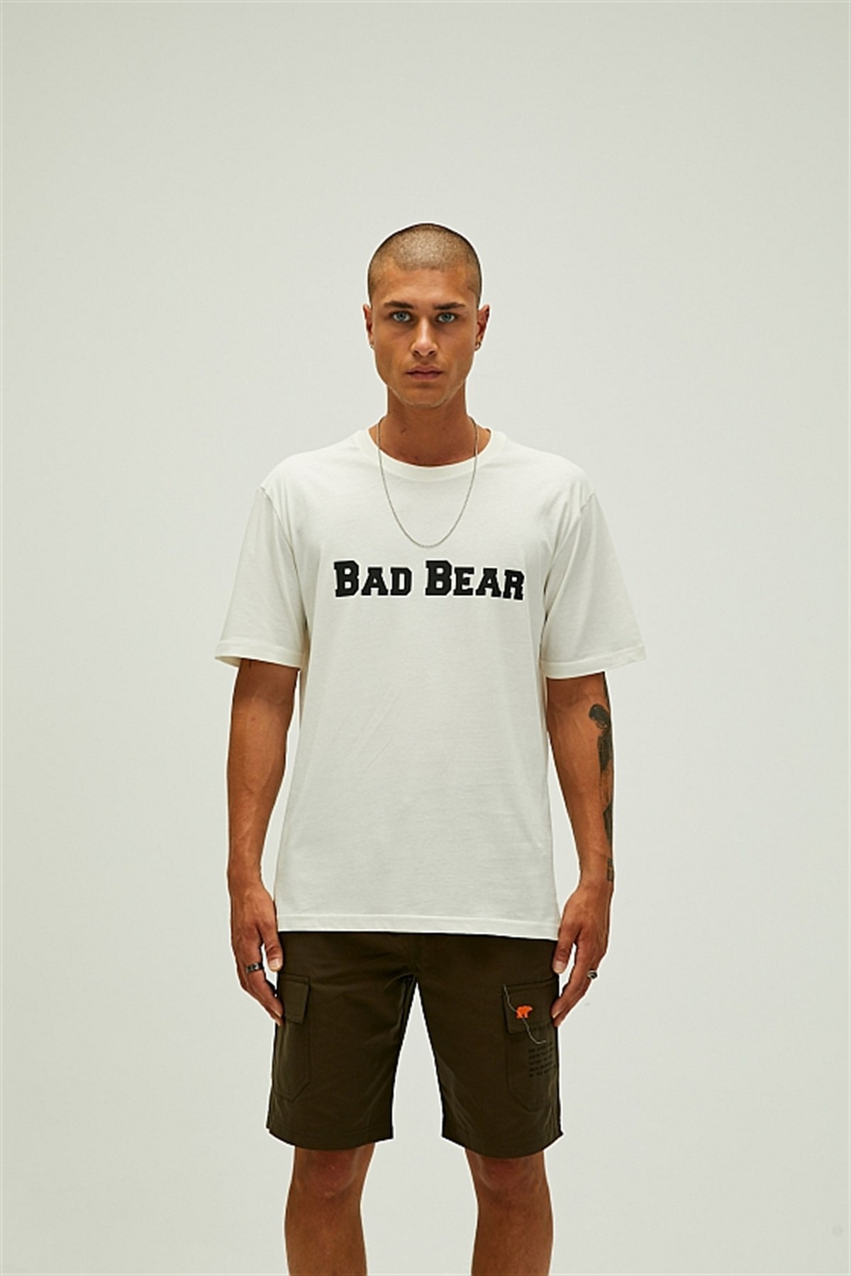 Bad Bear Title T-Shirt Marshmallow Erkek Ekru Kısa Kollu Tişört 22.01.07.053