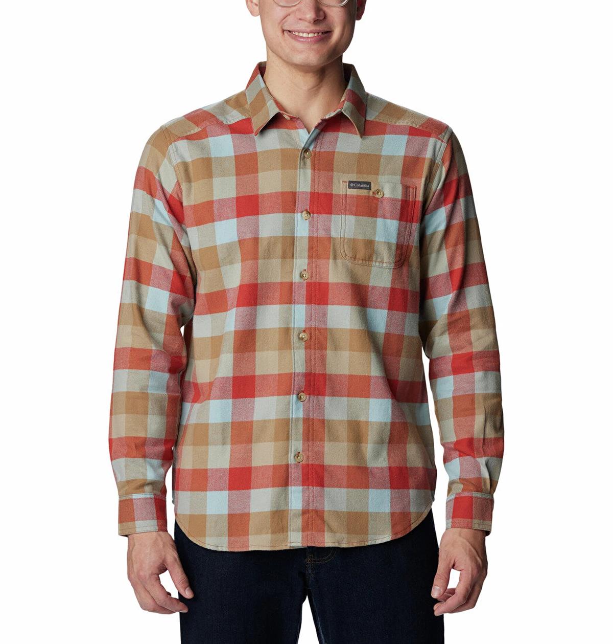 Columbia Cornell Woods Flannel Long Sleeve Shirt Erkek Uzun Kollu Outdoor Gömlek  Turuncu AM1523-850