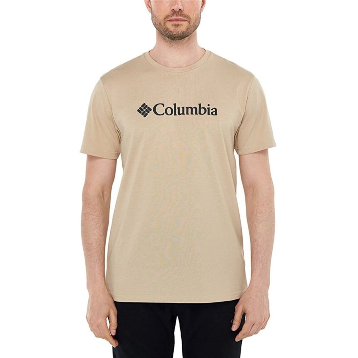 Columbia CSC M Basıc Bıg Logo Brushed SS Tee Erkek Tişört Bej CS0287-271