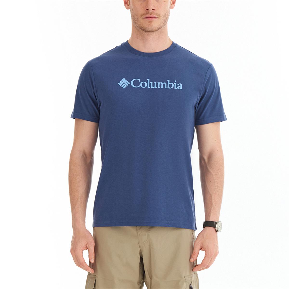 Columbia CSC M Basic Logo Brushed Erkek Kısa Kollu T-Shirt Dağ Mavisi CS0287-480