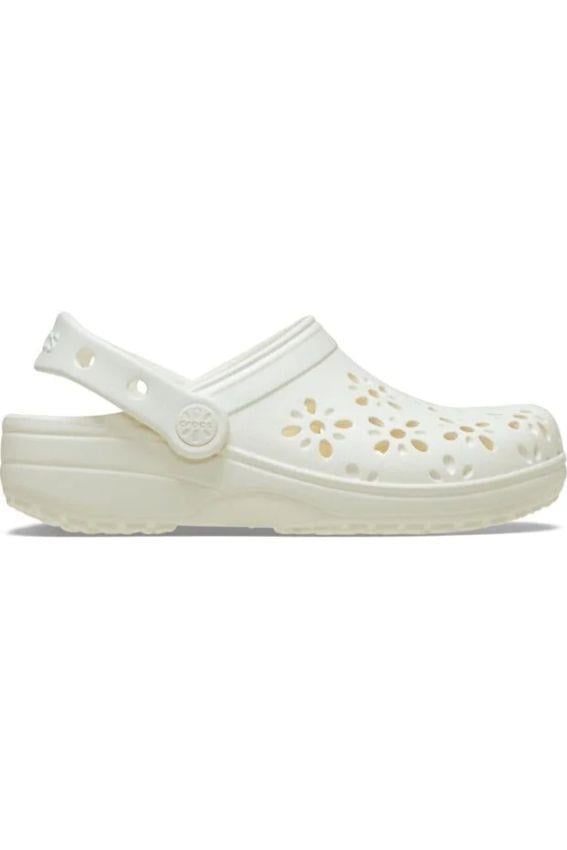 Crocs Classic Floral Cut Out Clog Kadın Beyaz Terlik 210927