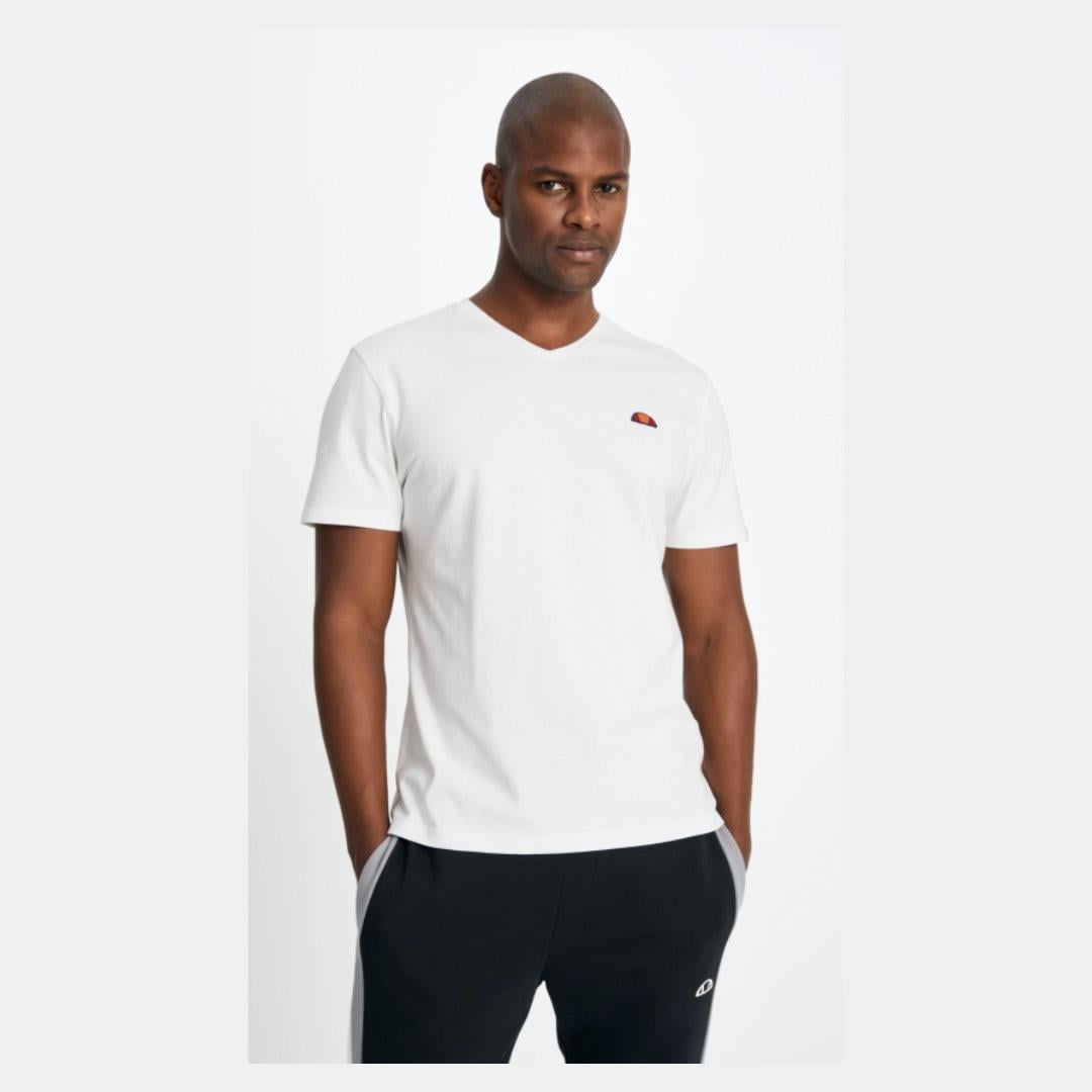 Ellesse V Yaka Erkek Kısa Kollu Tişört EM186 Beyaz