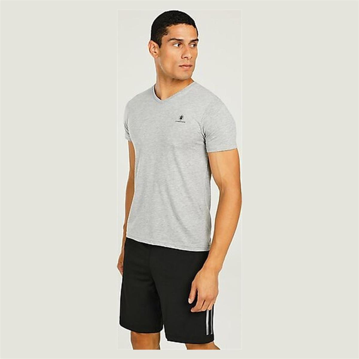Lumberjack Basıc V Neck Erkek V Yaka Kısa Kollu Tişört Gri M-CT106