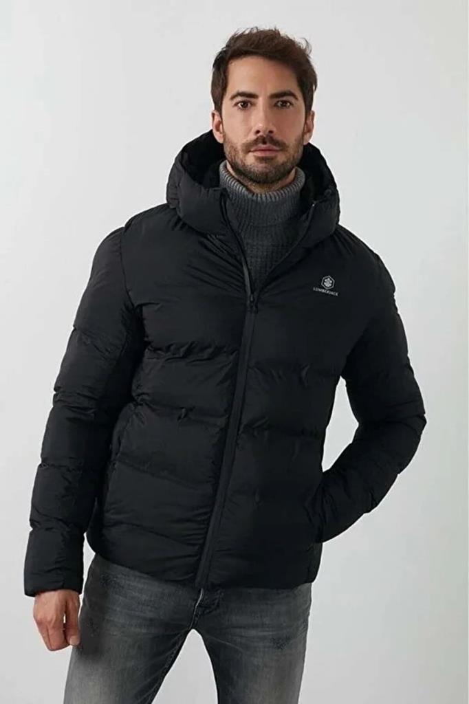 Lumberjack Erkek Kapüşonlu Arma Detaylı Şişme Mont NOLAN COAT Siyah 2SN22