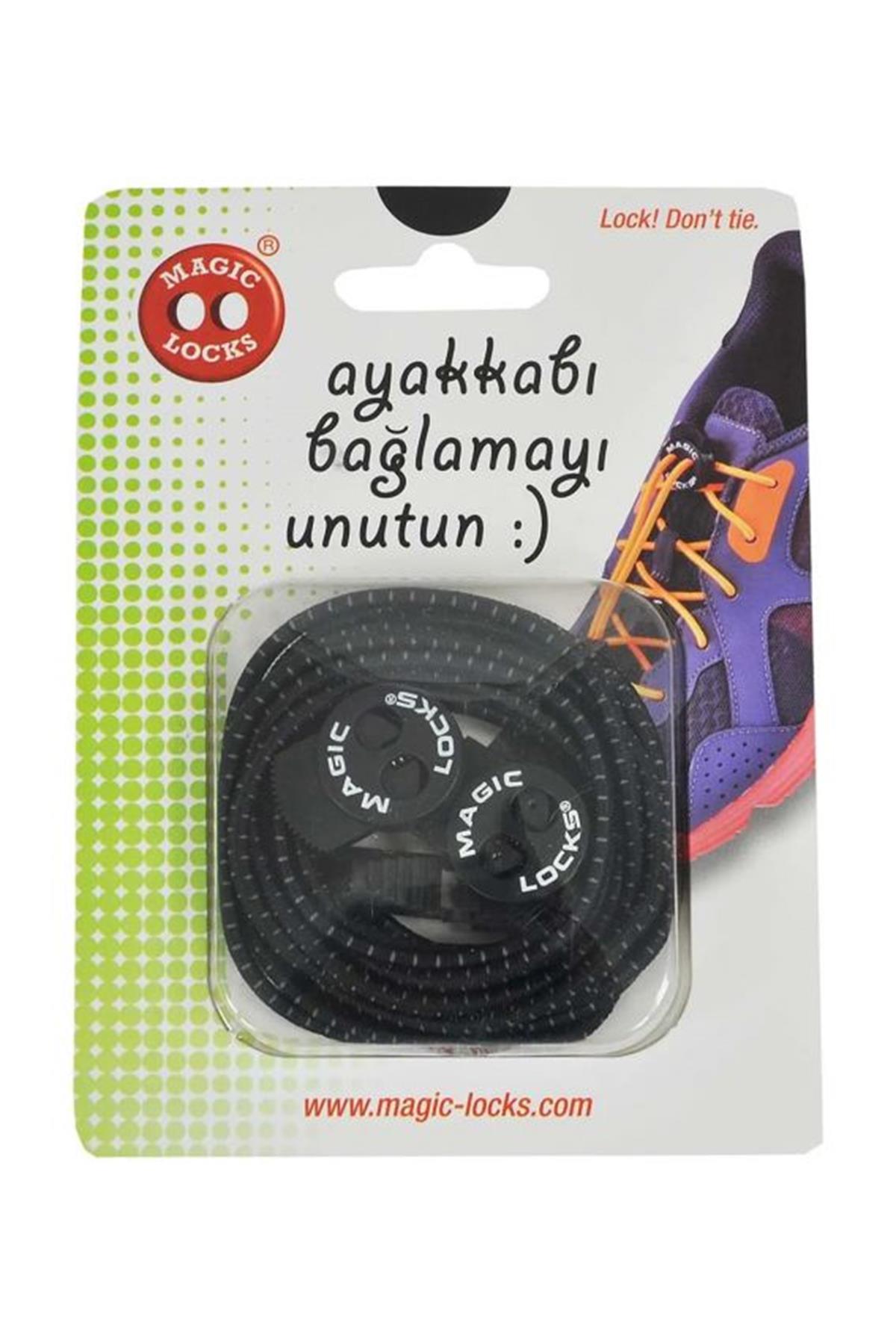 Magic Locks Siyah Elastik Ayakkabı Bağcığı 6A1 Siyah