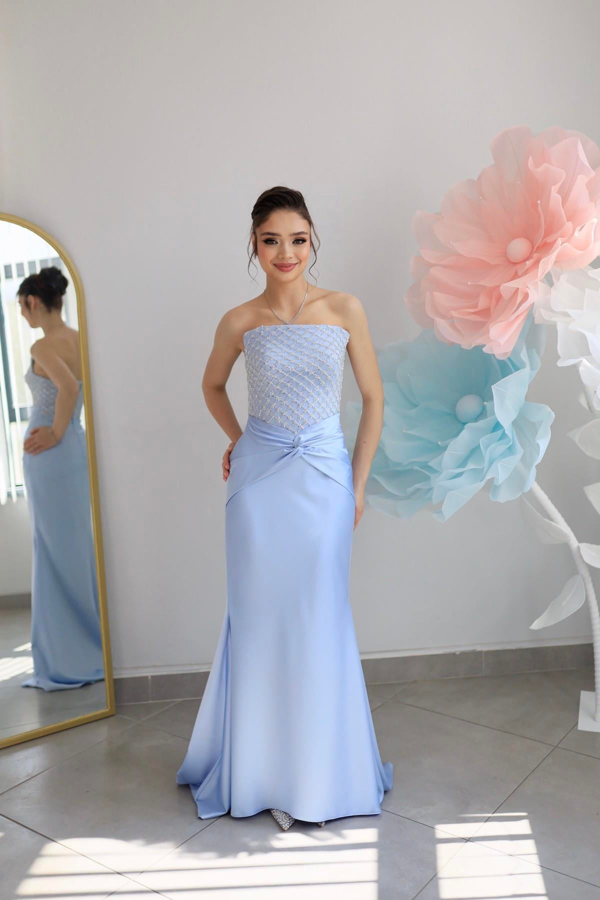 Fiorenza Bebek Mavi Balık Özel Tasarım Elbise
