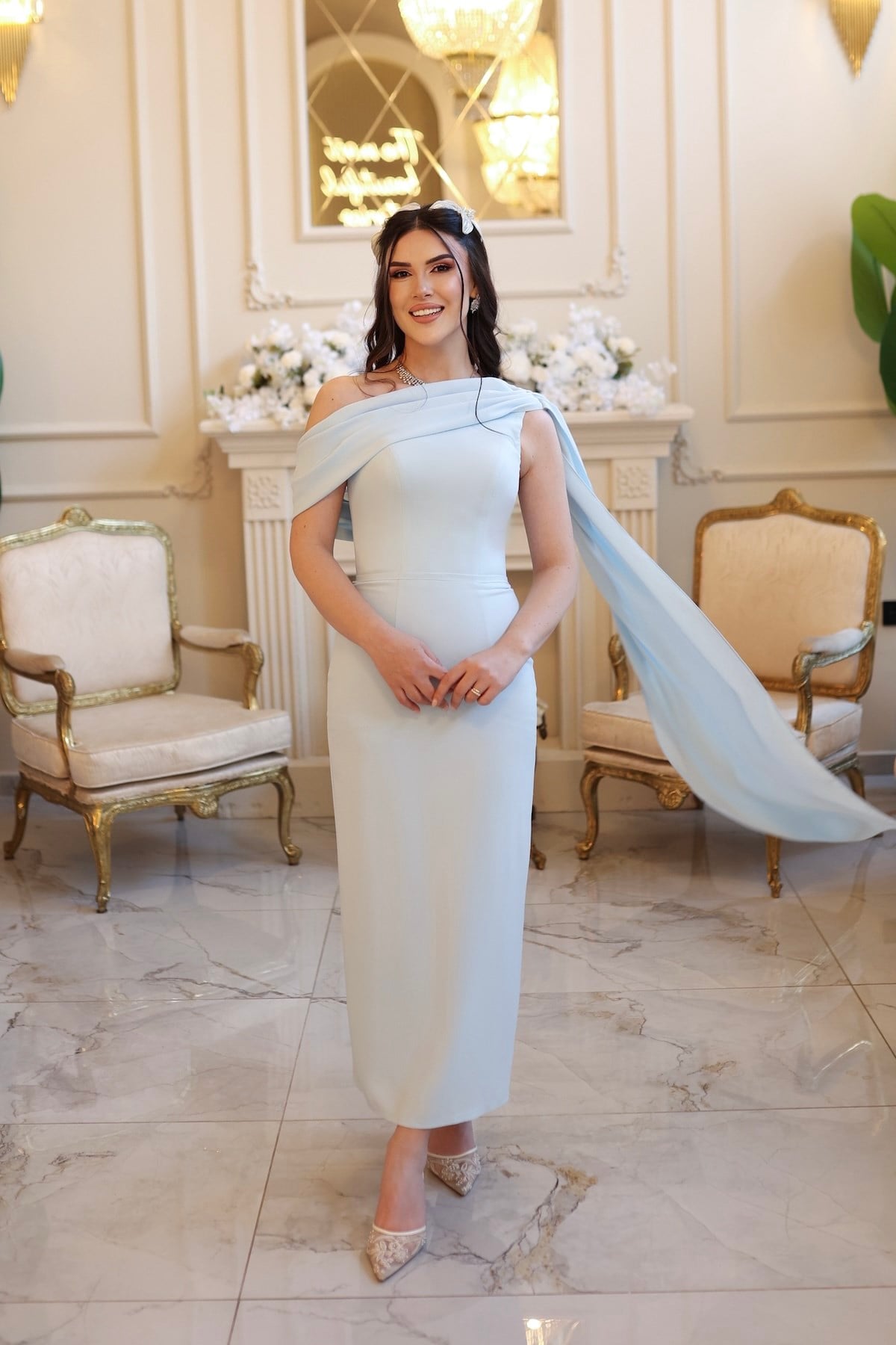 Freya Mavi Kalem Elbise
