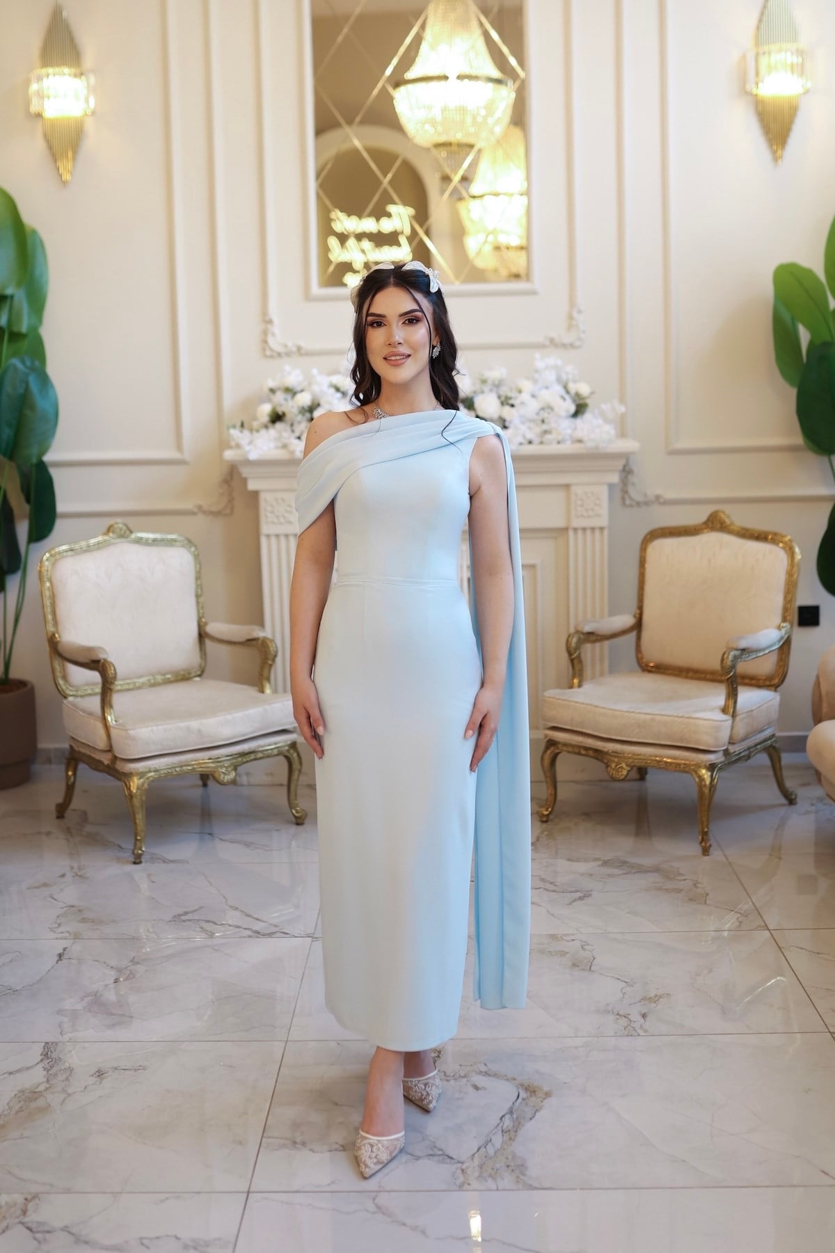 Freya Mavi Kalem Elbise