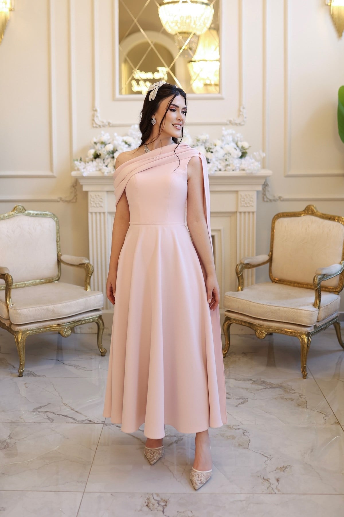 TheElsa | Freya Pudra Kloş ElbiseSADE ELBİSELERFreya Pudra Kloş Elbise