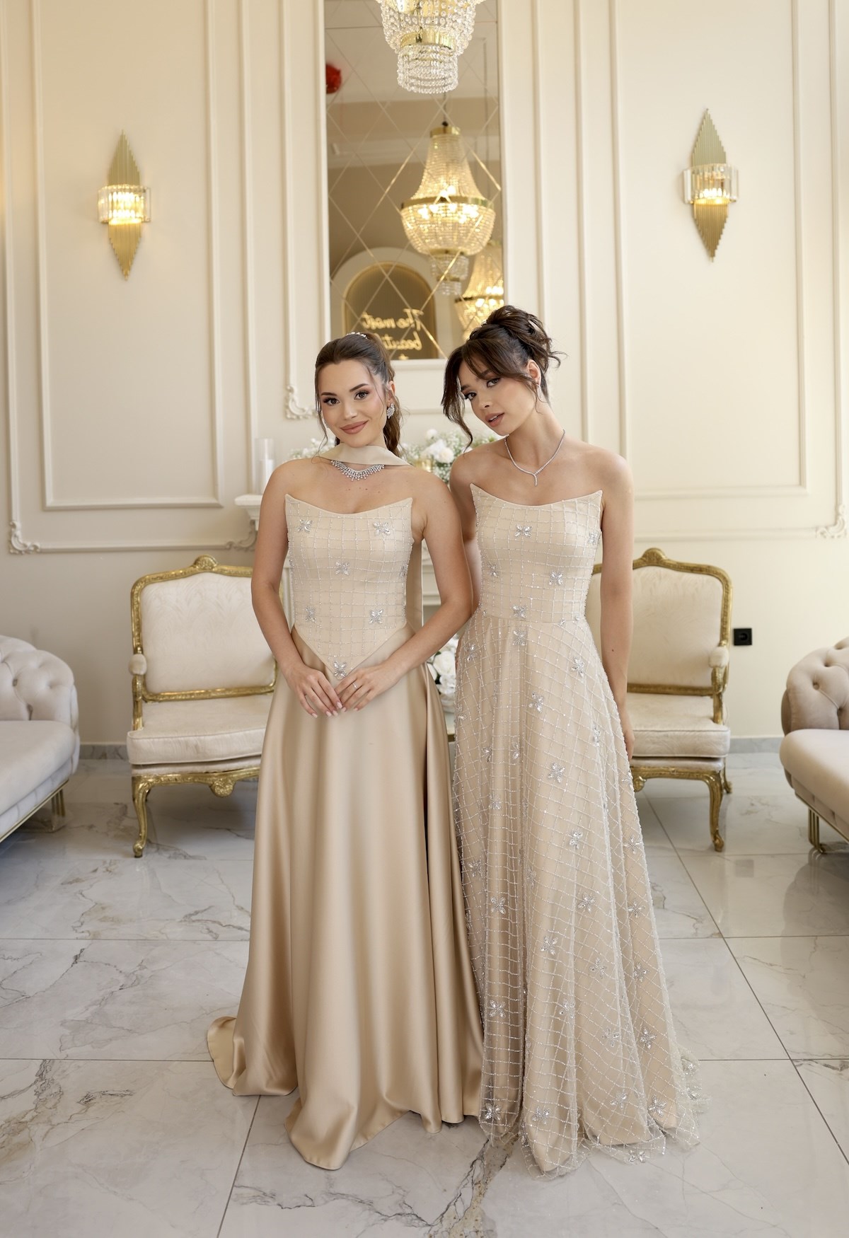Hera Vesper Bej Kloş Etek Dantel Nikah Nişan Söz Elbisesi