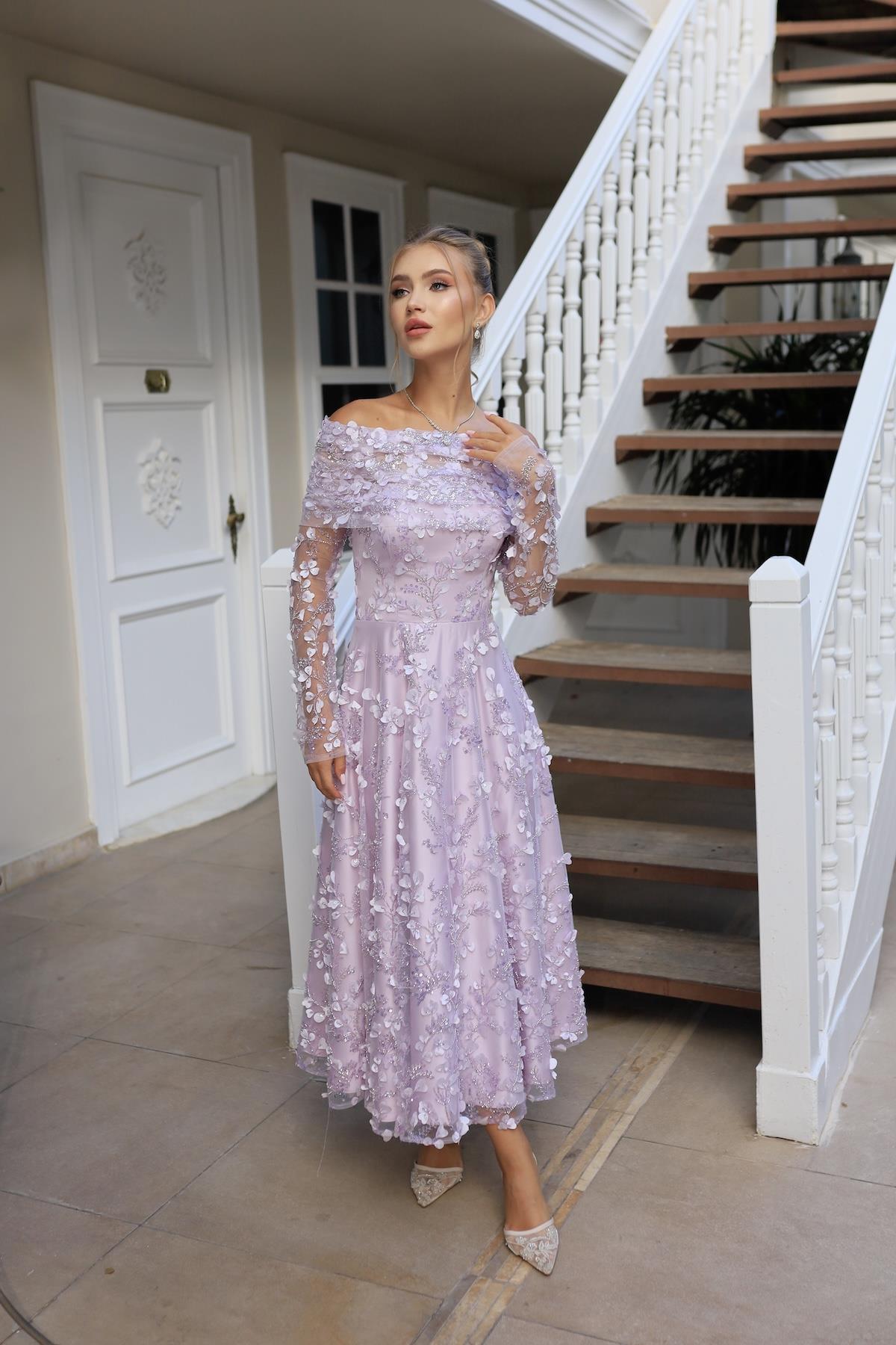 Lavinya Prenses Lila Pile Bolero Elbise