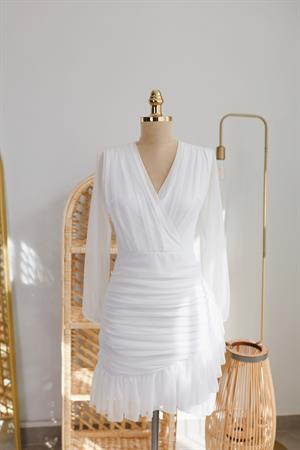 Beyaz Drapeli Venüs Elbise | TheElsa.comÖZEL ÜRETİM ELBİSEBeyaz Drapeli Venüs Elbise