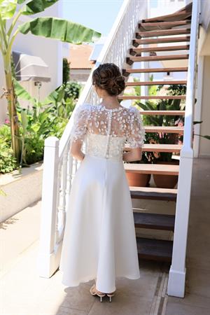 Elena Prenses Beyaz Özel Tasarım Dantel Detaylı Nikah Nişan Söz Elbisesi