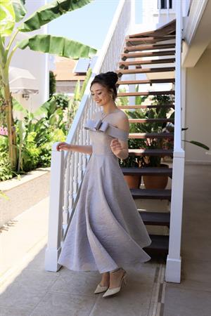 Fancy Lila Brokar Midi Elbise