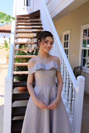 Fancy Lila Brokar Midi Elbise