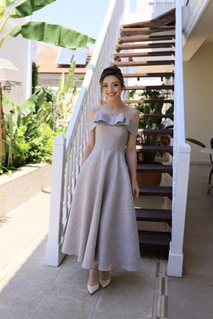 Fancy Lila Brokar Midi Elbise