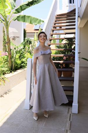 Fancy Lila Brokar Midi Elbise