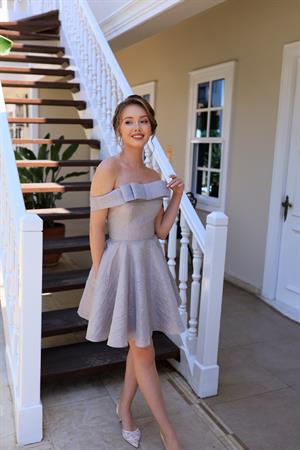 Fancy Lila Brokar Mini Elbise