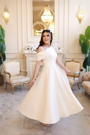 Freya Beyaz Kloş Elbise