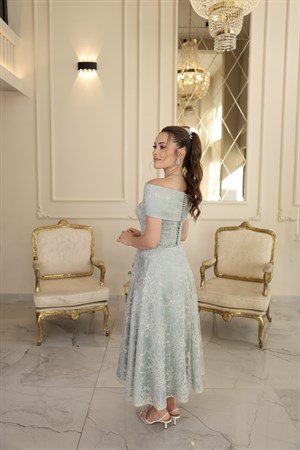 Galisia Prenses Yeşil Dantel Özel Tasarım Abiye Elbise