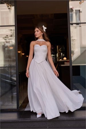 TheElsa | Hera Galisia Kalp Yaka Beyaz Şifon Korse Etek Nişan Nikah ElbiseBEYAZ DANTEL ELBİSELERHera Galisia Kalp Yaka Beyaz Şifon Korse Etek Nişan Nikah Elbise