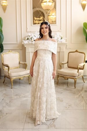 TheElsa | Kalina Beyaz Maxi BEYAZ DANTEL ELBİSELERKalina Beyaz Maxi Çiçekli Özel Tasarım Dantel Nişan Nikah Elbise