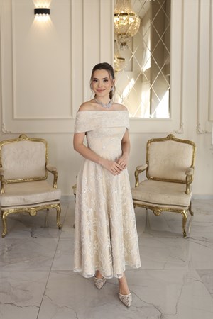 Labella Prenses Beyaz Dantel Nikah Nişan Söz Elbisesi