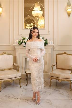TheElsa | LALİN DANTEL BOLEROBEYAZ DANTEL ELBİSELERLalin Dantel Bolero Beyaz Çiçekli Nişan Nikah Davet Elbise