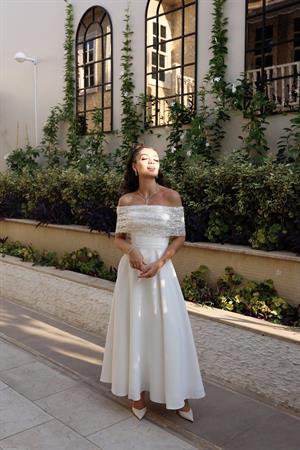 Linda Beyaz Prenses Özel Tasarım Dantel Detaylı Nikah Nişan Söz Elbisesi