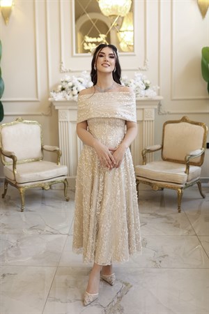 Miranda Prenses Beyaz Yeni Dantel Bolero Nişan Elbise