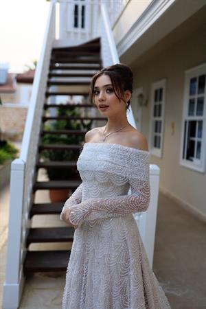 Monica Bolero Prenses Özel Tasarım Dantel Nişan Nikah Elbisesi