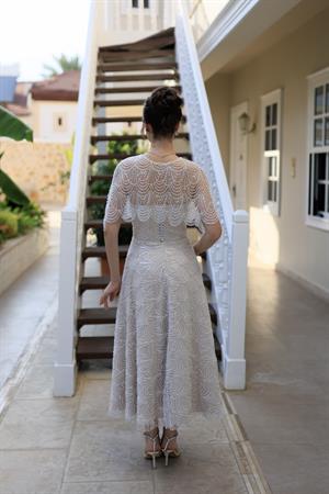 Monica Pelerin Prenses Özel Tasarım Dantel Nişan Nikah Elbisesi