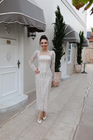 Nastya Midi Boy Özel Tasarım Dantel Abiye Elbise