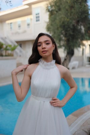 Rose Beyaz Tül Özel Tasarım Nihan Nişan Söz Elbisesi