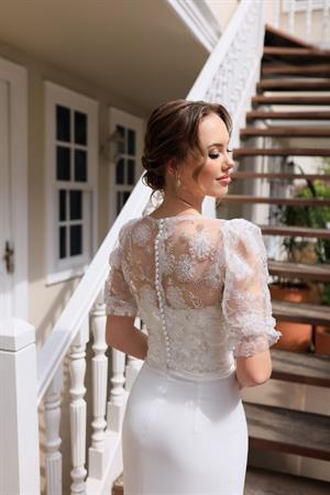 Sienna Kalem Beyaz Özel Tasarım Dantel Detaylı Nikah Nişan Söz Elbisesi