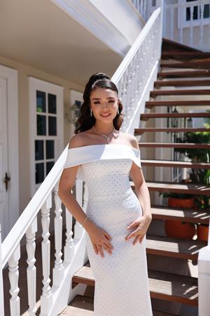 Soprano Beyaz Kalem Özel Tasarım Elbise