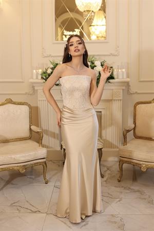 Stella Bej Balık Özel Tasarım Elbise